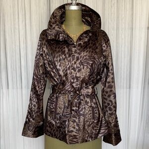 Elegant Animal Print Trench Coat